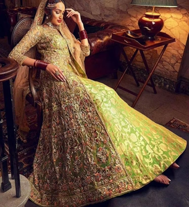 Premium Heavy Zardozi Embroidered Bridal Lehenga with Long <b>Jacket</b> Indian/Pakistani <b>Wedding</b> Dress - Product Image 5