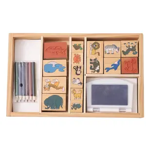 Großhandel benutzer definierte Holz Kinder frühe Bildung Spielzeug große Farbe Stempel Lehrer Lehrmittel