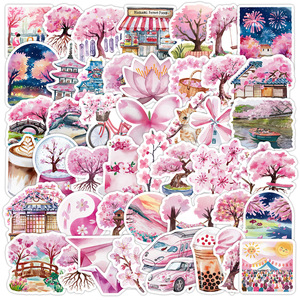 50 pièces dessin animé <span class=keywords><strong>japonais</strong></span> SAKURA Graffiti autocollants pour bagages téléphone décor fleur de <span class=keywords><strong>cerisier</strong></span> Festival autocollant - Product Image 1
