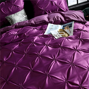 Ensemble <span class=keywords><strong>de</strong></span> housse <span class=keywords><strong>de</strong></span> couette en tissu plissé <span class=keywords><strong>de</strong></span> couleur violette, 3 pièces, <span class=keywords><strong>taille</strong></span> Queen King, literie à plis, housse <span class=keywords><strong>de</strong></span> lit gris clair - Product Image 3