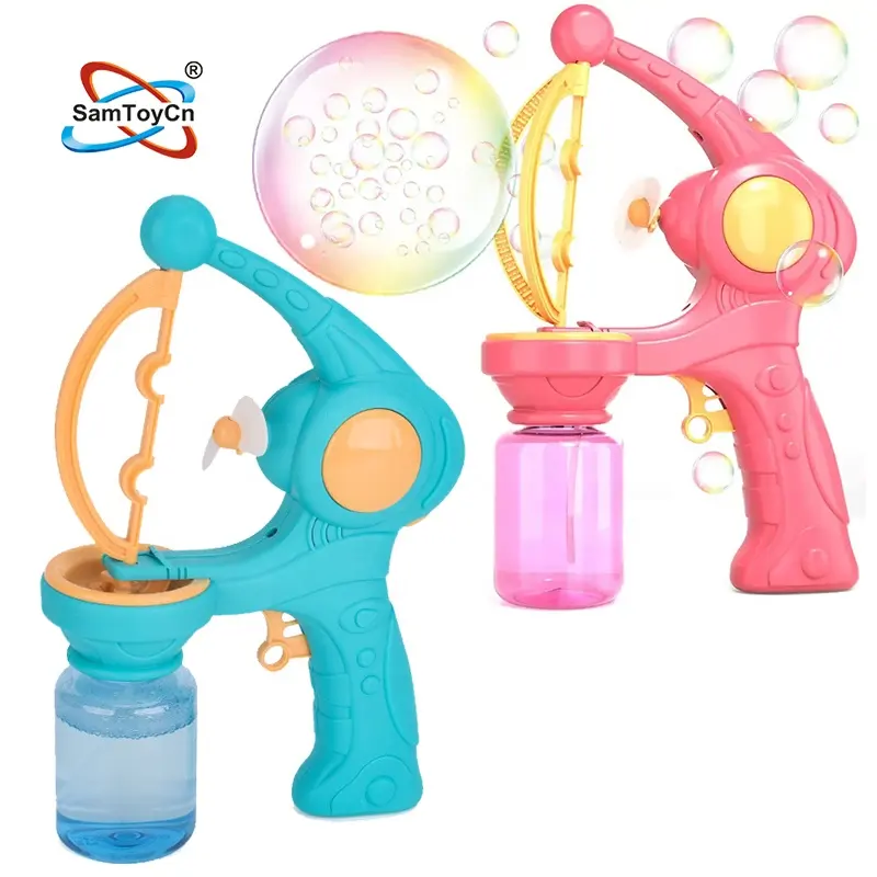 Samtoy OEM Electric Full Automatic Pistola de Burbujas Bubble in Bubble Soap Water Toy Fan Blower Bubble Gun Machine para crianças