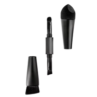 Pinceau de Maquillage Professionnel de Luxe Végétalien 4-en-1 Personnalisé de Haute Qualité pour le Mélange des Teintes, Outil Unique, Marque Privée, Noir, Vente en Gros