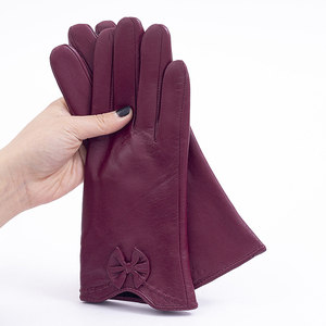 <span class=keywords><strong>Gants</strong></span> doublés chauds en cuir de mouton de vente chaude avec des <span class=keywords><strong>gants</strong></span> coupe-vent d'extérieur à nœud sur la manchette - Product Image 5