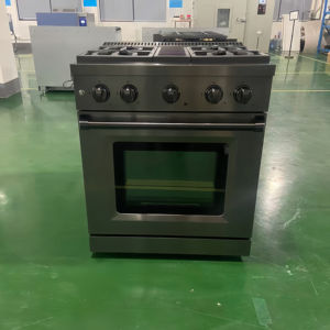 Estufas empotrables de 30 pulgadas, 4.63 pies cúbicos. Estufa de Gas de 4 Quemadores y Horno de Convección de Gas, Acero Inoxidable con Acabado PVD Negro y Detalles en Negro Mate - Product Image 1