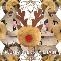 Décoration de Noël en alliage de zinc, boule en fausse fourrure de renard douce et moelleuse, porte-clés en peluche, pompon de cerf, porte-clés, breloque pour sac à main
