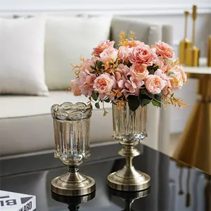 ยุโรปคลาสสิกแจกันแก้วดอกไม้แจกันตาราง Vintage ตกแต่งบ้านแจกันงานแต่งงาน