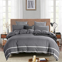 Queen Size 100% Coton Couette Housse de Couette Ensemble 3 Pièces Style Américain Literie Couette avec Fermeture Éclair Doux et Confortable
