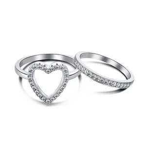 Dylam Chunky Silver Rings Bauen Sie Ihren eigenen Verlobung sring Sehr günstige benutzer definierte Moissan ite Einfache einzigartige Hochzeits sets für Sie und Ihn