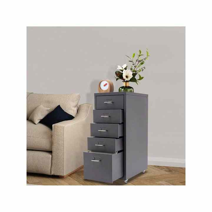 Modern 5-Drawer Storage Cabinet 28*41*69cm Adjustable with Wheels for Office Workshop Bedroom Kitchen Warehouse Use