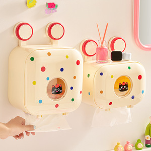 Dopamine Suction Cup Toilet Paper <b>Box</b> Square Wall Mounted No Drilling Waterproof Bathroom Tissue Holder - Product Image 1