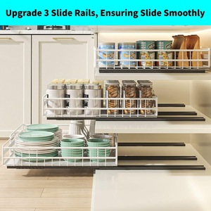 Mở rộng chiều rộng 3 Slide rails trượt ra ngăn kéo CuộN ra kệ kéo ra khỏi tủ tổ chức với chất kết dính cho Khung tủ - Product Image 2