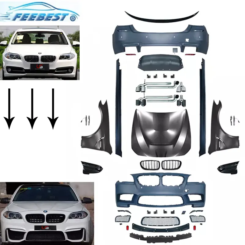 M5 Style Bodykit For 2010-2017 BMW 5 Series F10 Bumper Assy Body Kit Side Skirt Exhaust Pipe Hood Fender Auto Car Parts