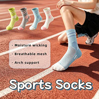Chaussettes de sport respirantes en tricot à motif géométrique contrasté avec logo personnalisé OEM pour le basketball et la course à pied