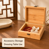 Boîte de rangement en bambou avec couvercle à charnières, organisateur avec loquet métallique, prête à l'exportation pour la décoration intérieure et les cadeaux durables