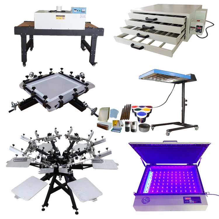 Manual Silk Screen Printing Machine 6 Colors Serigrafia Equipment Full Kits for Apparel Machines
