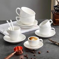 Ensemble de tasses à café et soucoupes en céramique blanche unie pour expresso, style italien nordique, en porcelaine, pour latte, thé, lait, pour le bureau