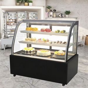 Vitrine réfrigérée pour gâteaux, 1,8 m, trois niveaux, sur pied, avec 2 portes et 3 étagères - Product Image 1