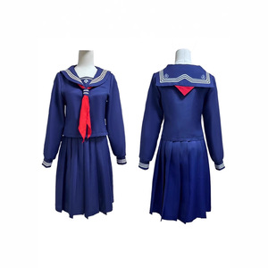 Costume de Cosplay Deepwater Hinako Sailor, ensemble trois pièces pour jeu d'anime, tenue féminine bleue avec cravate rouge - Product Image 1