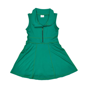 Venta al por mayor de niñas pequeñas sin mangas verde sólido yoga vestido Boutique lindo niños verano Atlético cremallera vestido activo - Product Image 3