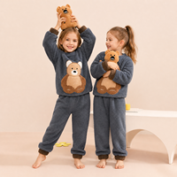 Pyjama Enfant Ours Polaire Hiver Hongbo pour Bébé, Ensemble de Vêtements Chauds pour Garçon, Épais et Doux, Tenue de Loisirs pour Enfant