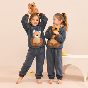 Hongbo autunno e inverno Baby Furry Bear <span class=keywords><strong>pigiama</strong></span> Set Warm Home Kids Boy Clothes Set addensare Soft Leisure Wear <span class=keywords><strong>pigiama</strong></span> per bambini - Product Image 3