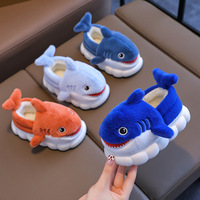 Chaussons moelleux de requin tendance, chauds pour l'hiver, dessin animé, antidérapants, pour la maison, avec embout enveloppant, imprimé animal