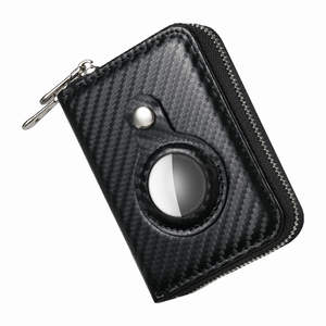 Portefeuille de cartes de crédit en cuir PU fibre de carbone, design minimaliste tendance, luxe, RFID, fin, grande capacité, avec AirTag intégré, sécurité renforcée - Product Image 4