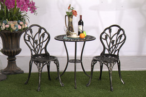 Migliore vendita 3 pezzi resistente alle intemperie Set Patio portatile esterno in fusione di alluminio <span class=keywords><strong>mobili</strong></span> <span class=keywords><strong>da</strong></span> <span class=keywords><strong>giardino</strong></span> per 2 persone uso interno - Product Image 2