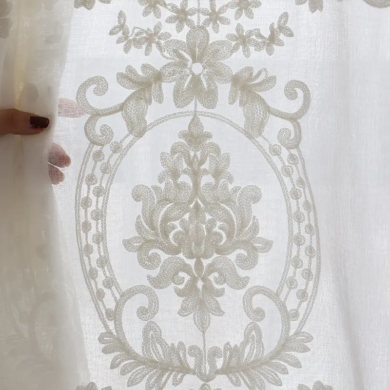 Cortina de tecido transparente para sala de estar e quarto, cortina com acabamento luxuoso para tela de janela de venda direta da fábrica