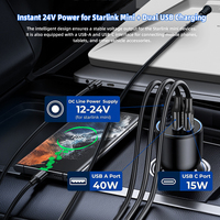 Chargeur allume-cigare 12/24V avec port mâle DC et double ports USB pour Starlink Mini