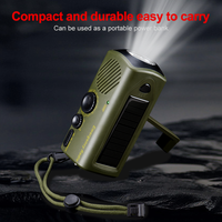 Torche solaire FM avec générateur à manivelle, 5 lampes LED, alarme sonore rechargeable, dispositif d'éclairage d'urgence portable pour la randonnée