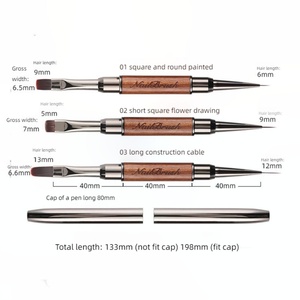 Professional Double-Headed Nail <b>Brush</b> Nylon Line Art <b>Brush</b> with Wood Handle for Nail Drawing Beauty Use - Product Image 5