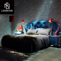 Nouveau design élégant de lit en bois massif capitonné lit king queen size rembourré en tissu