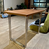 Pieds de table rectangulaires en acier inoxydable robustes, pieds de support pour bureau d'ordinateur et table à manger, design double ligne