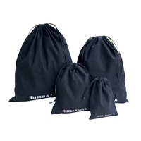 Sacs en toile de coton noir réutilisables, écologiques, grand format, avec cordon de serrage, personnalisables avec logo imprimé