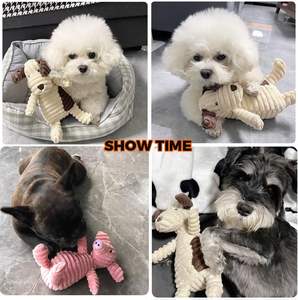 Hayvan peluş dolması köpek çiğnemek köpek Molar oyuncak sevimli Pet Squeak yumuşak oyuncaklar yeni gelenler ile çocuklar için yüz - Product Image 5