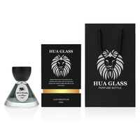 Maßgefertigte Luxus Konische Glas-Parfümflasche 50ml Leere Duftflasche mit Holzkappe Box-Verpackung OEM Individuelles Logo