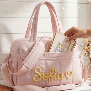 Sac de voyage matelassé en nylon tricoté à la main, couleur unie, grande capacité, pour femme, idéal pour le week-end ou la gym - Product Image 5