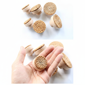 Boho rotin bouton tirer poignée tiroir meubles matériel armoire boutons, commode tire, armoire boutons en bois poignées, commode bouton - Product Image 1