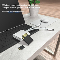 Lecteur de cartes portable double câble double fente Type C Lightning multifonctionnel pour cartes mémoire SD TF pour téléphone, ordinateur, appareil photo