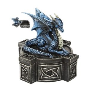 Estatua de Dragón Místico Azul Helado Altar Drake, Caja con Tapa Cruzada, Estuche para Joyas - Product Image 1
