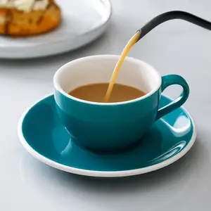 Keramik cappuccino latte cup cafe kaffee tee tasse sets weiß rand untertasse