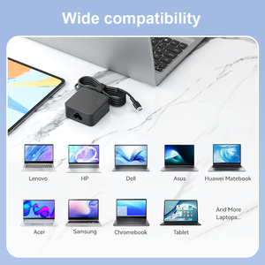 Chargeur d'ordinateur portable USB-C GaN 65W, adaptateur d'alimentation PD Type-C universel pour Lenovo HP Dell Asus <span class=keywords><strong>Huawei</strong></span> Matebook <span class=keywords><strong>Chromebook</strong></span> - Product Image 5