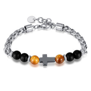Livraison rapide Bracelet de perles en acier inoxydable Anti-ternissement Pierre Naturelle Bijoux Bracelets et Bracelets oeil de tigre pour hommes - Product Image 5