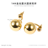Pendientes de Perlas Redondas de Acero Inoxidable Chapados en Oro de 18K Personalizados, Resistentes al Agua, Antideslustre, Joyería de Moda para Mujer