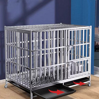 Cage pour chien d'intérieur robuste, grande cage mobile pour chien, enclos carré à six côtés en tube, parc pour animaux, cage à roulettes en acier/inox