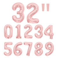 Globos Gigantes de Número 0-9 de 32 Pulgadas en Dorado, Plateado y Oro Rosa, Ecológicos y Reciclables, para Fiestas de Cumpleaños, Venta al Por Mayor