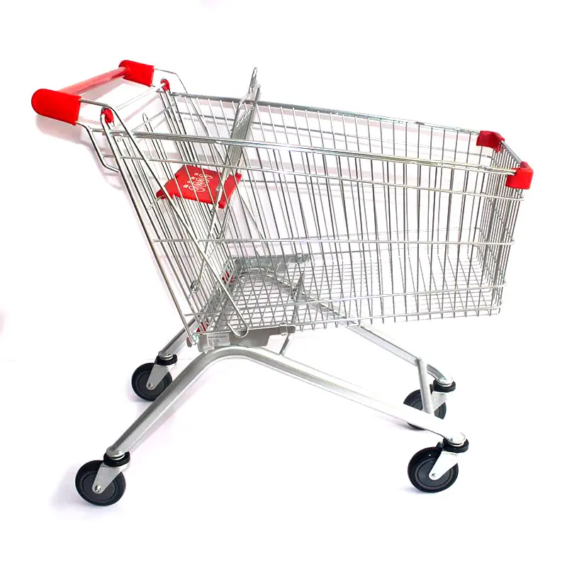 Hoge Kwaliteit Stalen Bar Metalen Opvouwbare Winkel Supermarkt Trolley Met Vier Wielen