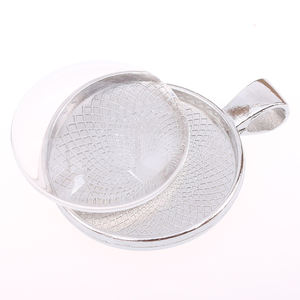 Supports de pendentifs à lunette ronde pour cabochons en verre de 25 mm, forme dôme ronde, pour caméos - Product Image 5
