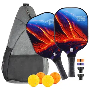 Off-the-shelf racquet Thermoformed fiberglass Pickleball paddle 2 racket 4 ball 2 hand glue 2 ball suction 1 triangle bag